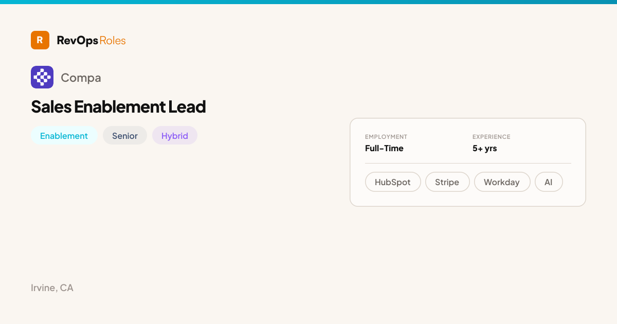 Sales Enablement Lead at Compa | RevOps Roles