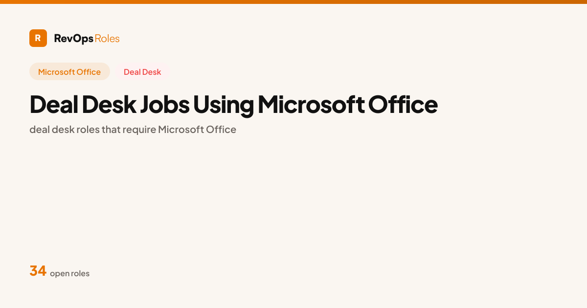 Microsoft Office Deal Desk Jobs